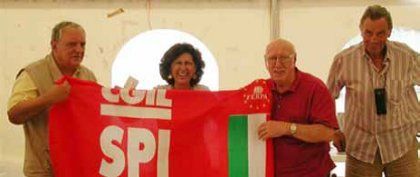 6 settembre 2009 La Lega Spi San Pietro in Casale (BO) incontra la Lega Spi di L&#039;Aquila nel Campo di Coppito