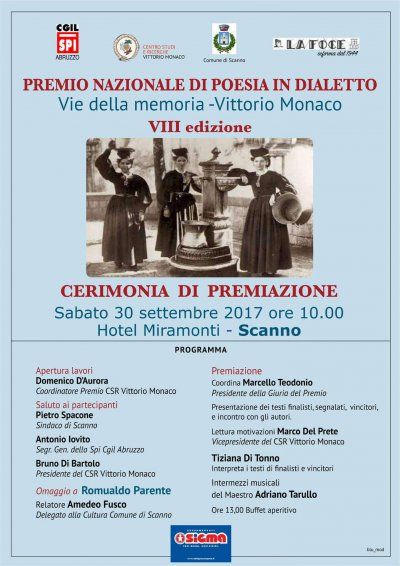 Scanno 30 settembre VIII edizione Vie della memoria: cerimonia di premiazione