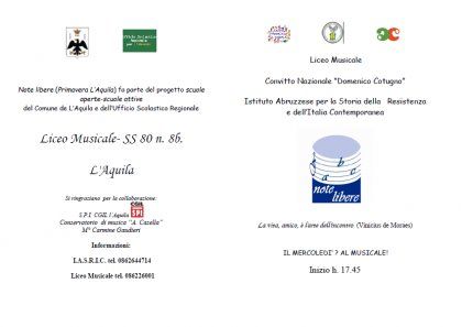 dal 22 febbraio al 23 maggio 2012 L&#039;Aquila Note libere al Liceo musicale nell&#039;ambito del Progetto scuole aperte - scuole attive