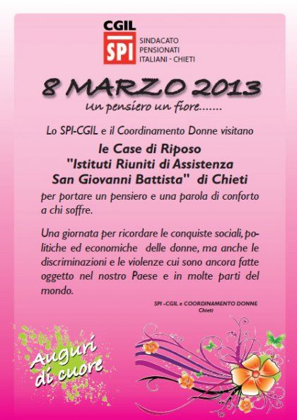 8 Marzo 2013 Iniziativa Spi CGIL e Coordinamento Donne di Chieti