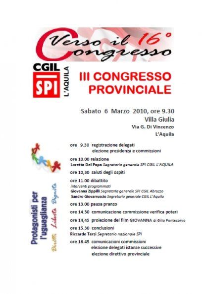 6 marzo 2010 III Congresso Spi provinciale L&#039;Aquila