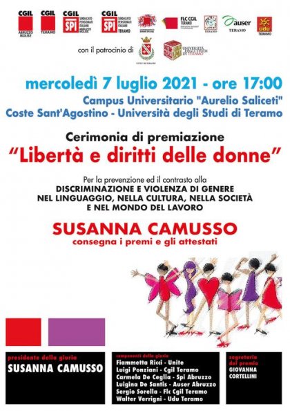 Susanna Camusso alla Premiazione del Concorso Diritti e Libertà delle Donne