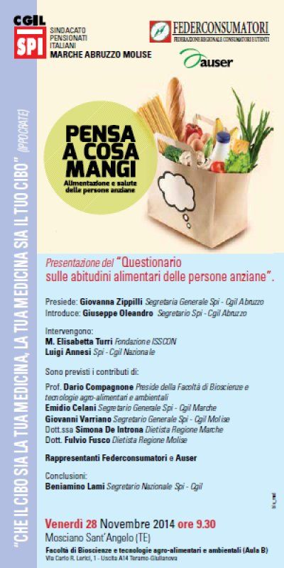 28 novembre 2014 Mosciano &quot;Pensa a cosa mangi&quot; Presentazione del questionario sulle abitudini alimentari degli anziani