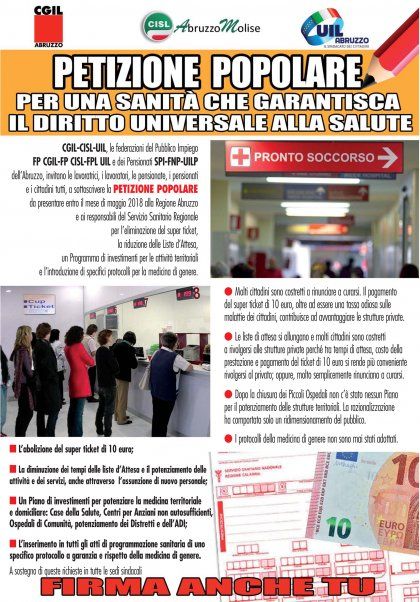 Sanità: un primo accordo sul superticket. Continua la raccolta delle firme