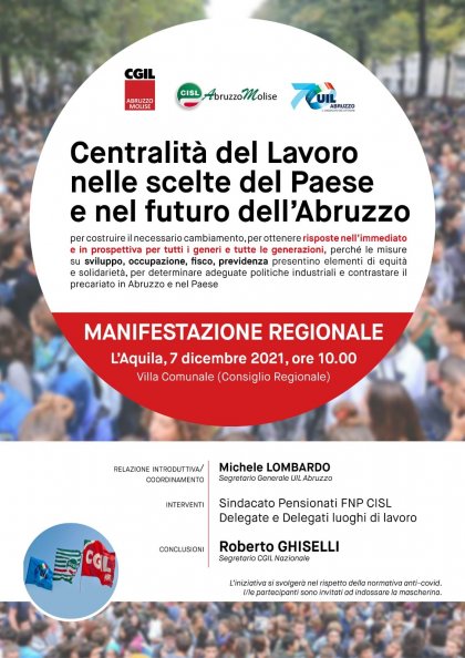 7 dicembre 2021 CGIL UIL a L&#039;Aquila