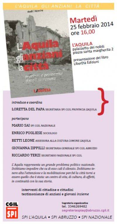 25 febbraio 2014 L&#039;Aquila Presentazione del libro&quot;L&#039;Aquila, gli anziani, la città&quot;