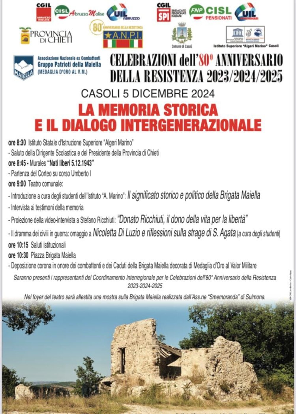 La memoria storica e il dialogo intergenerazionale. Casoli (CH) 80° Liberazione